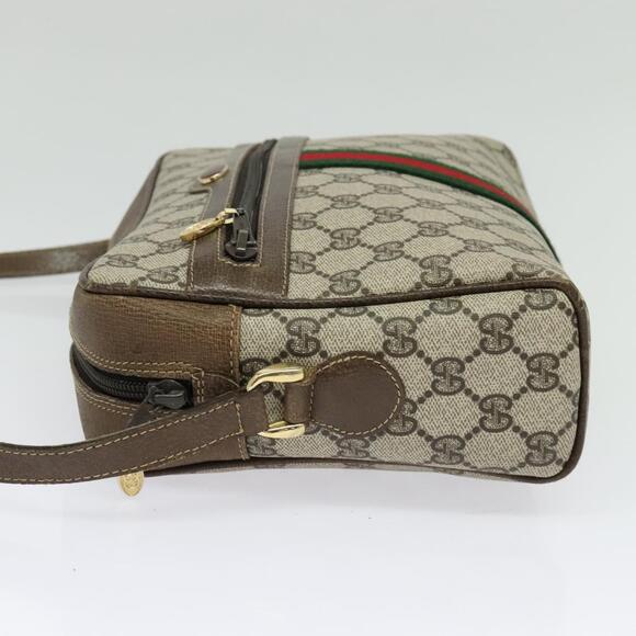 GUCCI GG Supreme Web Sherry Line Shoulder Bag Pvc Beige Gold Red - Picture 4 of 16